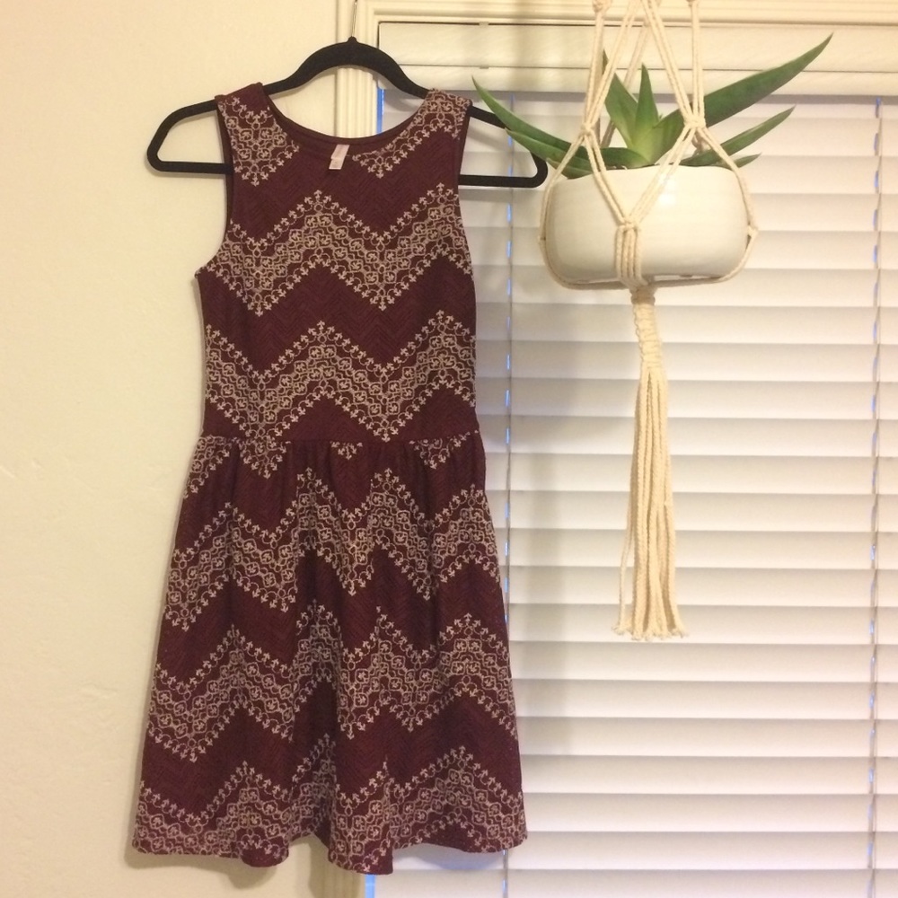 Burgandy Zig Zag Dress